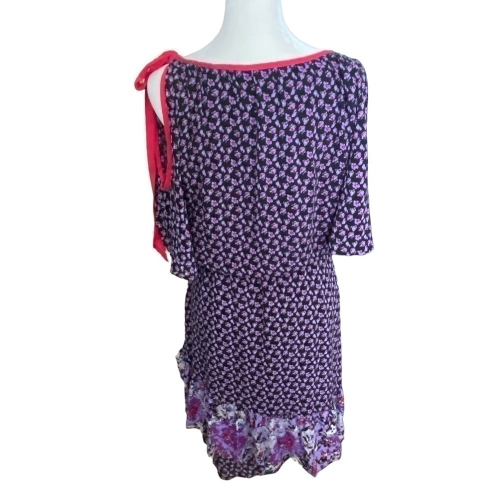 Free People bkack and purple ruffled boho dress size small - Picture 2 of 8